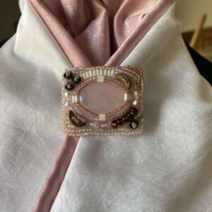 Rose Quartz Bead Embroidered Pin